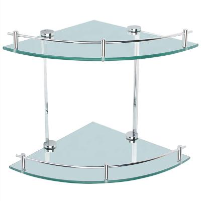 China Durable/Fashion/Economic glass shelf bathroom shelf bathroom wall mount 2 tier KEDAH shower caddy corner champoo shelf glass hardware accessories for sale