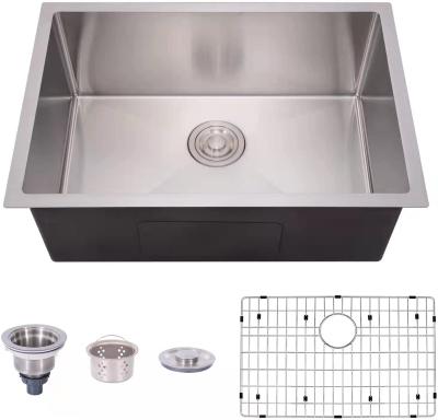 China Without Faucet Dent-Resistant 24 Spokes 18 Inch Gauge 304 Stainless Steel Zero Single Bowl Welded Tapered Undermount Handmade Kitchen Sink for sale