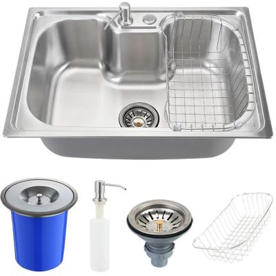 China Without Faucet 2022 Hot Selling 24 Inch Topmount Single Bowl 16 Gauge 6243 Brushed Nickel Stainless Steel Stamping 304 Kitchen Sink With 6042cm for sale