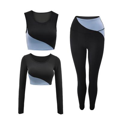 China Anti-Static Custom Seamless Yoga Set Sport Fitness Women Yoga Set Women Gym 3 Piece Yoga Set for sale