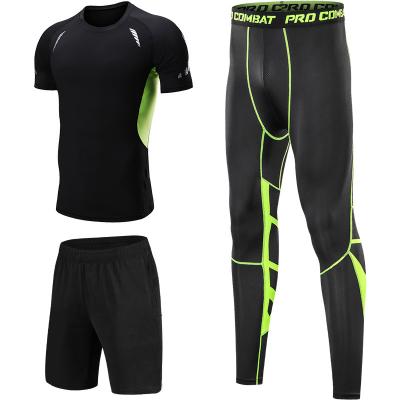 China Pants 2021 short sets for men's sportswear summer man 3 pieces set sports suits for men and male shorts sets gym for sale