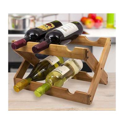 China Bamboo Home Barware Folding 6-Bottle Foldable Wooden Storage Large Wine Rack for sale