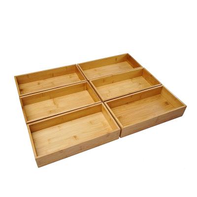 China Lightweight Sustainable Home Office Bamboo Wooden Storage Tray 6-Piece Desk Organizer for sale