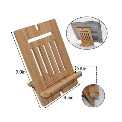 China Sustainable Home Office Supplies Adjustable Bamboo Movable Tablet Stand for sale