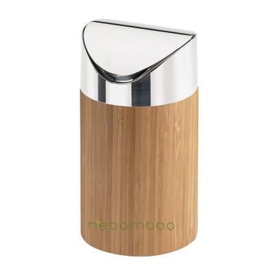 China Sustainable Home Stylish Bamboo Wooden Trash Bin Trash Can With Detachable Lid for sale