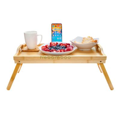 China Foldable Soft Bamboo Bed Tray Light Weight Serving Table With Foldable Leg for sale