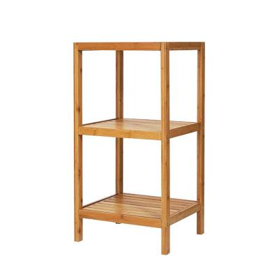 China Premium Sustainable Storage Rack 3 Tier Bamboo Wooden Household Shelf Organizer for sale