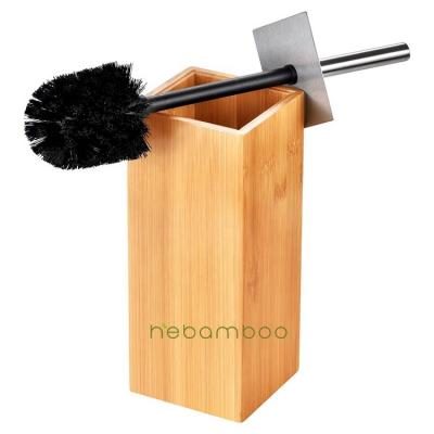 China Sustainable Premium Bathroom Supplies Bamboo Wooden Toilet Reading Brush Holder for sale