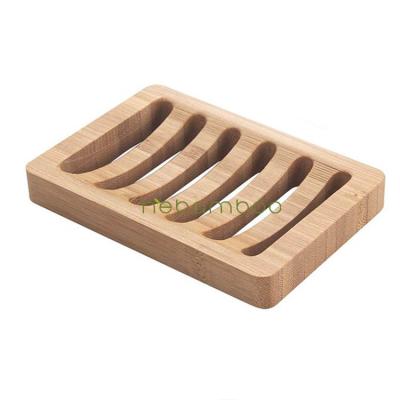 China Modern Eco Friendly Home Bamboo Soap Dish With Rubber Feet For Bathroom Kitchen for sale