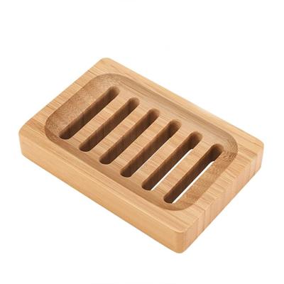 China Modern Wholesale Home Bathroom Design Bamboo Wood Anti-Slip Notched Soap Dish for sale