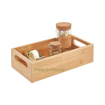 China Sustainable Plant Bamboo Kitchen Spice Organizer Storage Box With Handle For Cabinet for sale