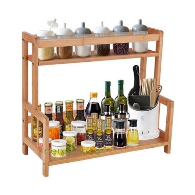 China Sustainable Bamboo Organization 2 Tier Large Kitchen Plant Storage Shelf for sale