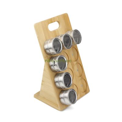 China Sustainable Bamboo Kitchen Storage Stand Spice Rack Organizer with 12 Jars for sale