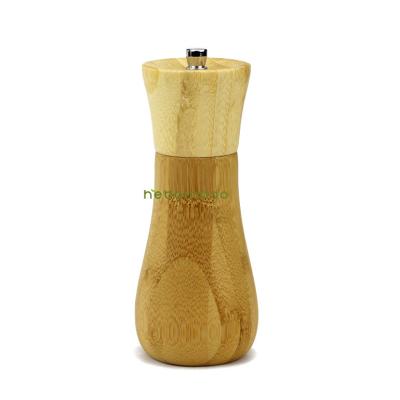 China Sustainable Kitchen Bamboo Pepper Mill With Adjustable Grinder for sale