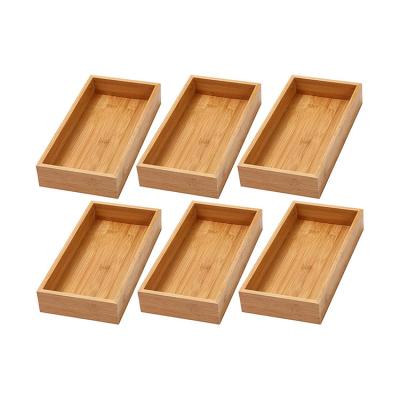 China Modern Bamboo Kitchen Storage Tray 6-Pack Stackable Cabinet Drawer Organizer for sale