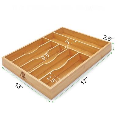 China Modern Bamboo Kitchen Cutlery Tray Organizer Drawer for Flatware for sale