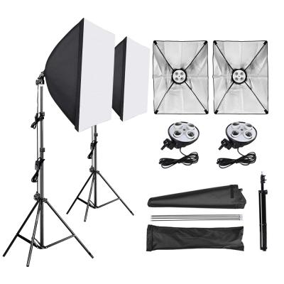 China 2 Kit Lighting Softbox Studio Kit 135w Photography Softbox Kit With 2M Light Holder 4 Bulb Socket E27 Softbox Set for sale