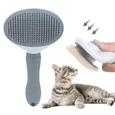 China Sustainable Convenient Pet Grooming Sweep Automatic Self-cleaning Dog And Cat Sliding Brush Removing Dog Hair Pet Comb for sale