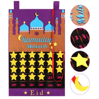 China Newest Wall Calendar Eid Mubarak 30days Advent Calendar Hanging Felt Countdown Calendar For Kids Gifts Ramadan Party Decorations Dropshipping for sale