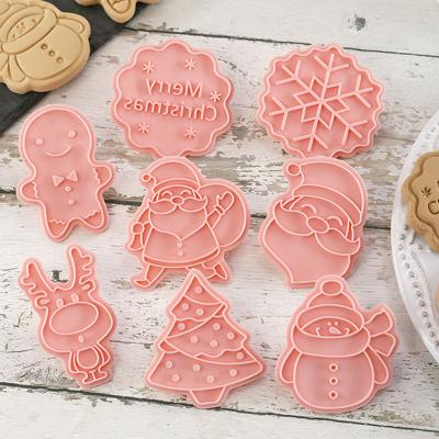 China Viable 8 Pcs Set DIY Cartoon Cookie Mold Cookie Cutter 3D Cookies Mold Plastic Baking Mold Christmas Cookie Cutter Dropship for sale