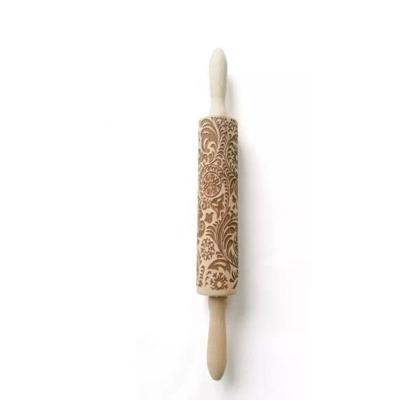 中国 Sustainable Christmas Wooden Pins Embossed Embossing Pin For Baking Embossed Cookies Kitchen Rolling Tool 販売のため