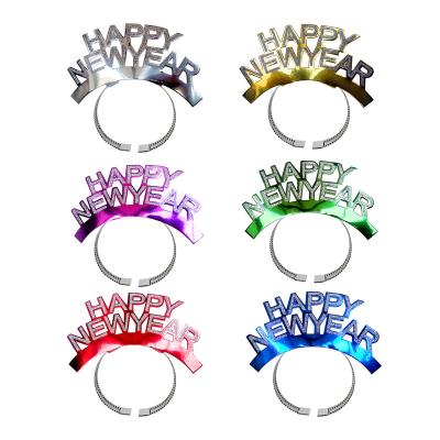 China Popular Amazon sells Creative gold, silver and black hair bands Happy New Year themed Party Supplies Decorative Headband for sale