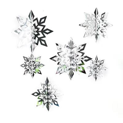 China Durable Christmas Decorations Hollow  snowflake piece Christmas tree ornament pendant decoration three-dimensional snowflake pendant for sale