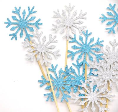 China Popular Merry Christmas Snowflake Party supplies decorations banner flag cake decoration planting flag for sale