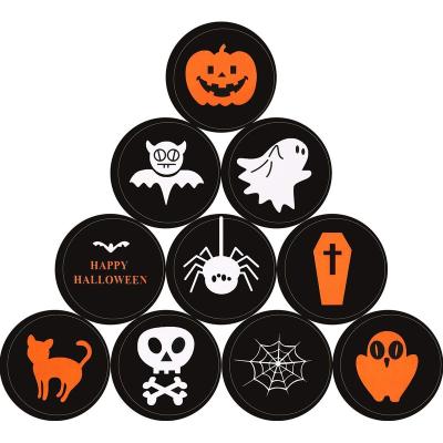 China Popular Halloween decoration stickers Candy bag cookie box decoration pumpkin self-adhesive sealing stickers for sale