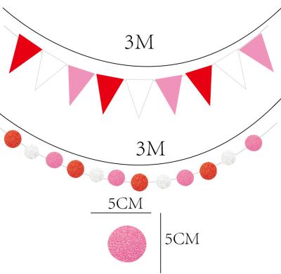 China High-quality Valentine's Day party hanging decorations Pink wedding pennants layout flag pulling set for sale