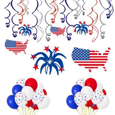 China Popular American Independence Day party decoration spiral hanging party party supplies PVC spiral hanging set for sale