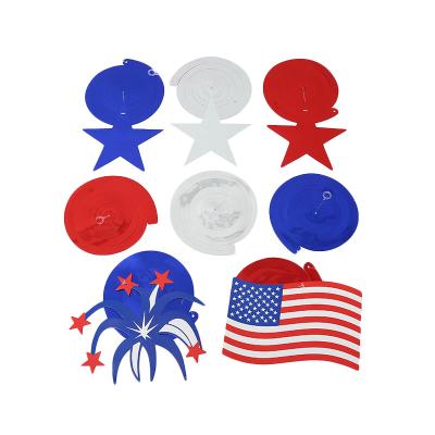 China Popular American Independence Day holiday party decoration supplies spiral five-pointed star hanging for sale