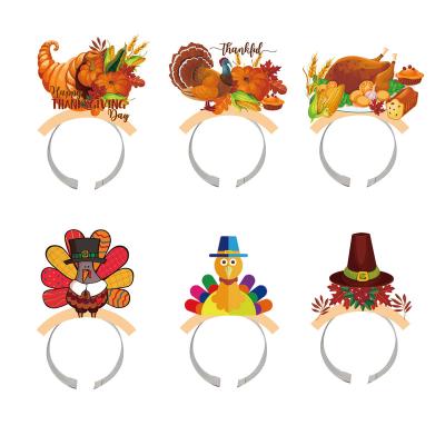 China Popular Thanksgiving Party supplies THANKS Turkey Pumpkin Headband Party birthday paper headband decoration for sale