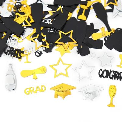 China Stocked Congrats Grad Confetti Black Gold Silver 2023 15g Class of 2023 Decorations Table Throw confetti At The Party for sale