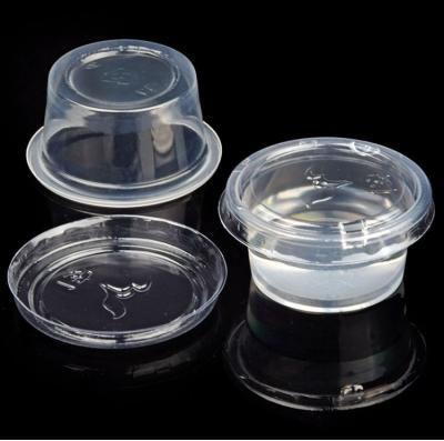 China Disposable Take Away Sauce Cups Tasting Drinking Thickened Clear Plastic Cup with Lid for sale