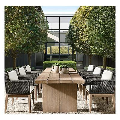 China Traditional Teak Dining Wood Furniture Garden Furniture Mix Material And Rope Dining Set for sale