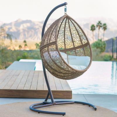 China Modern Hanging Swing Chair With Cushion Outdoor Rattan Swing Chair for sale