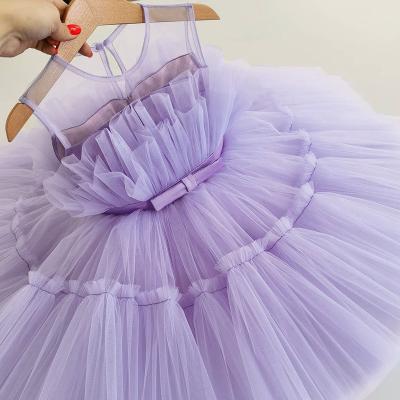 China 2022 Summer Little Toddler Girl's Sleeveless Tulle Bow Tie Washable Girl Dresses Fashion Dress Princess Evening Dresses For Girls for sale