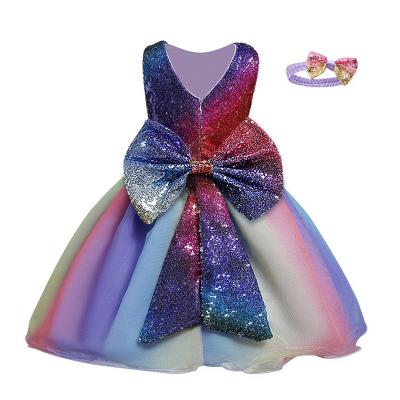 China Wholesale Washable Girl's Rainbow Dress Wedding Princess Party Dresses Flower Girl Dresses For Girl 3 Year Old for sale