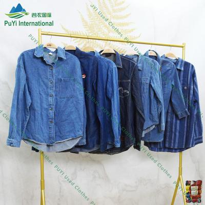 China Jean Men jeans shirt long sleeve used clothes bales denim whosale men clothing used for ladies for sale