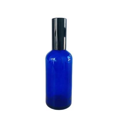 China Cosmetic Blue Glass Pump Bottle, Beauty Skin Care Product Packaging Glass Lotion Pump Bottle for sale