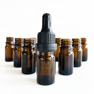 China 5ml Essential Oil Amber Glass Dropper Bottle Cosmetic Bottle for sale