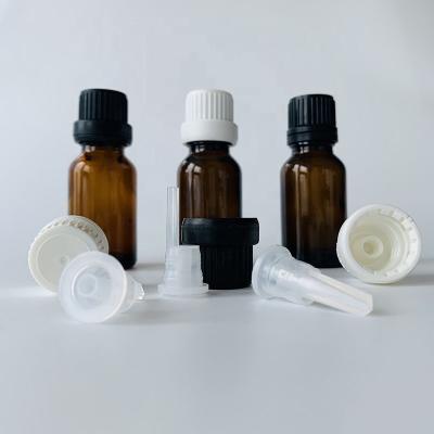 China Non Spill Tamper Proof 18 Mm Diameter Essential Oil Bottle Plastic With Large Flow 1.0 Head Cap Plug In In Stock for sale