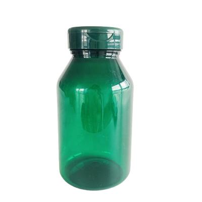 China Liquid Plastic Vitamin Capsule Bottle 300cc Green Medicinal PET Plastic Bottle for sale