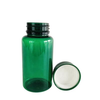 China Plastic Medicine Pill Bottle 150cc Green PET Wide Mouth Empty Plastic Bottle for sale