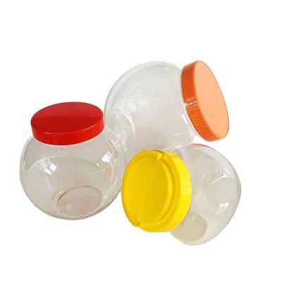 China PET Plastic Spherical Candy Jar Syrup Candy Jar Cookie Food Grade Cookie Packaging Jar for sale