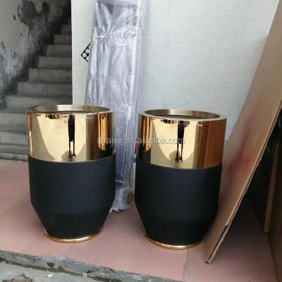 China Modern Stainless Steel Indoor Metal Gold Pots / Plant Pots for sale