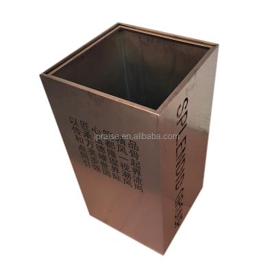 China Sustainable Luxury Industrial Waste Bin Metal Gold Steel Bin for sale