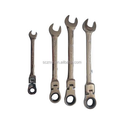 China Chrome Vanadium Steel Adjustable Ratchet Wrench CRV Flex Head Ratcheting Wrench Combination Chrome Steel Open End Ratchet Wrench for sale