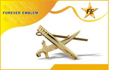 China Gold Plating Sword Shaped Police Metal Badge In Custom Size With Zinc Alloy for sale